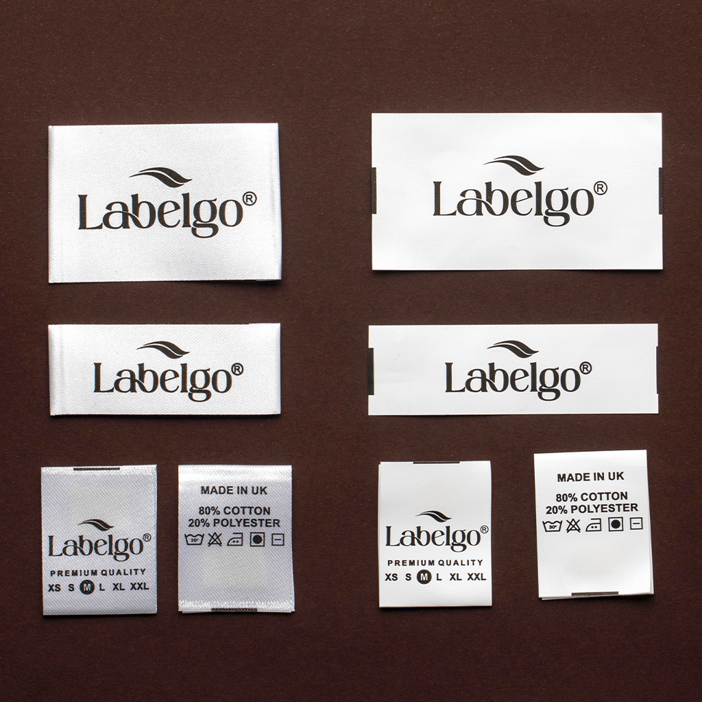 Black and white fabric labels